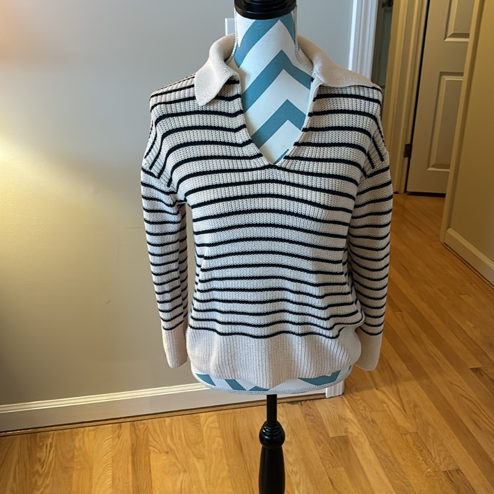 J.Crew relaxed collared sweater in stripe